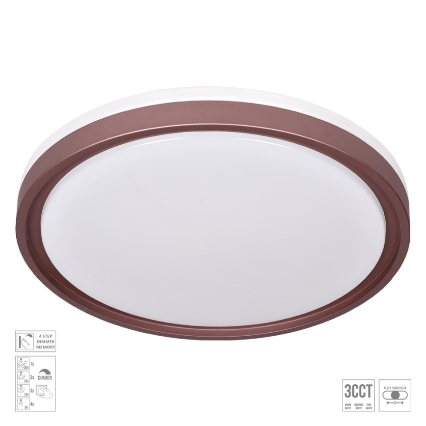 Prezent 71344 - LED prigušivo stropno svjetlo FLOREN LED/30W/230V 3000/4000/6500K Ø 41,5 cm smeđe