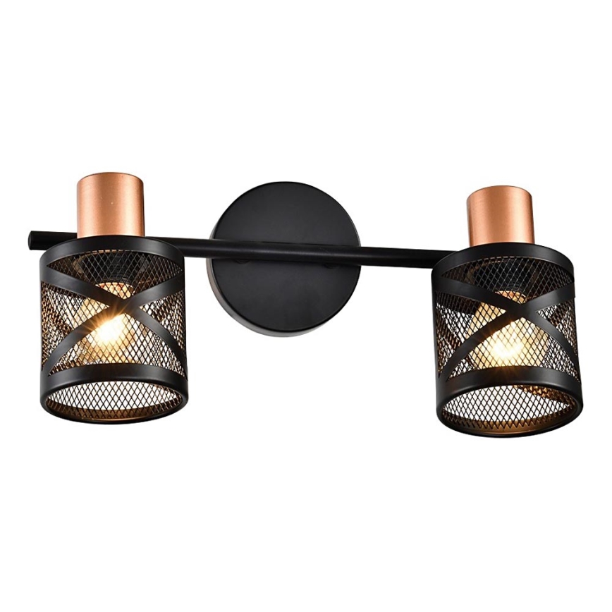 Prezent 75468 - Zidna reflektorska svjetiljka ANTARES 2xE14/40W/230V crna/bakrena