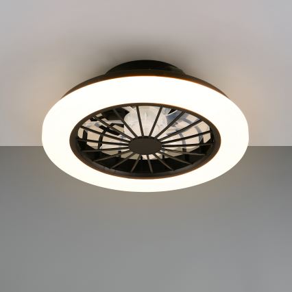 LED RGBW prigušivo stropno svjetlo s ventilatorom GHANA LED/24W/230V 3000-6500K bijela/crna + daljinski upravljač