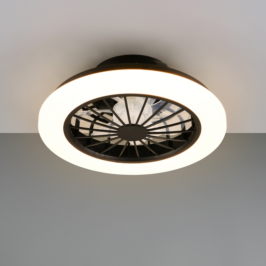 LED RGBW prigušivo stropno svjetlo s ventilatorom GHANA LED/24W/230V 3000-6500K bijela/crna + daljinski upravljač
