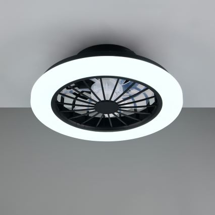 LED RGBW prigušivo stropno svjetlo s ventilatorom GHANA LED/24W/230V 3000-6500K bijela/crna + daljinski upravljač