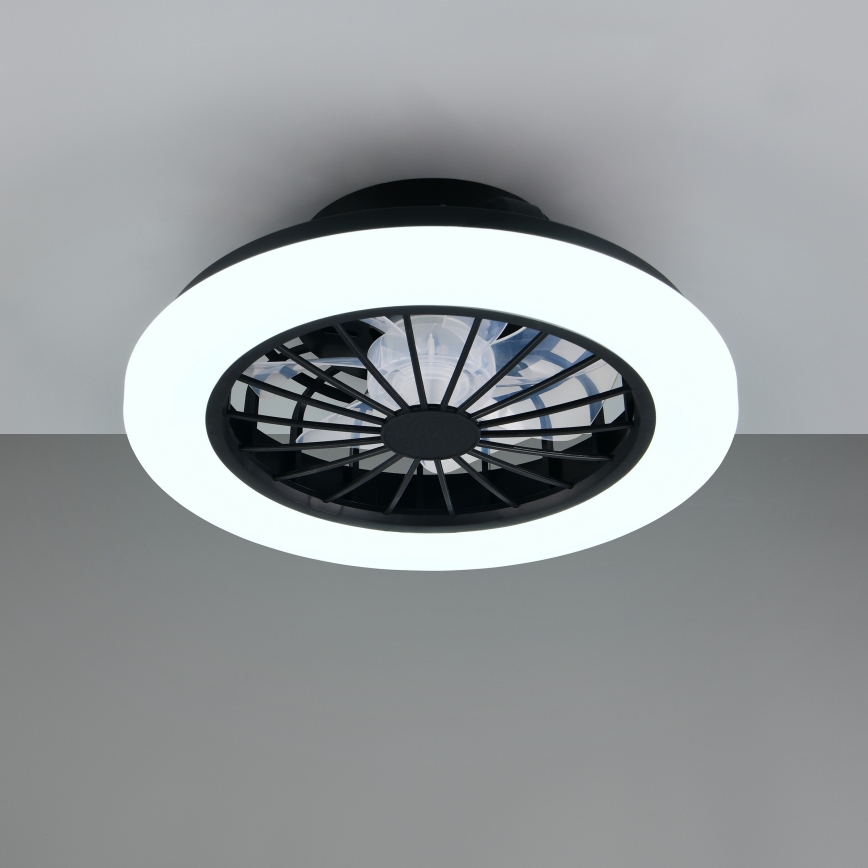 LED RGBW prigušivo stropno svjetlo s ventilatorom GHANA LED/24W/230V 3000-6500K bijela/crna + daljinski upravljač