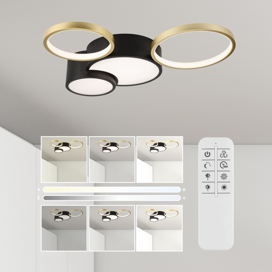 Prigušiva stropna svjetiljka ALIZEE LED/30W/230V 3000-6500K crna/zlatna