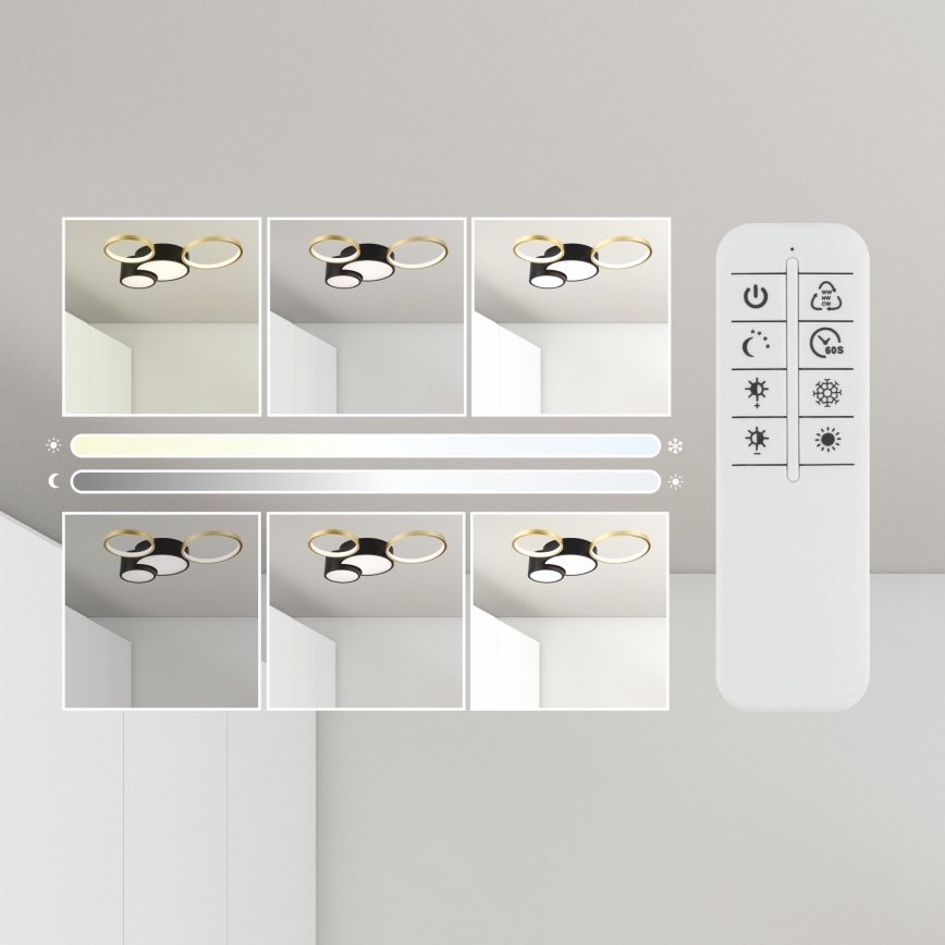 Prigušiva stropna svjetiljka ALIZEE LED/30W/230V 3000-6500K crna/zlatna