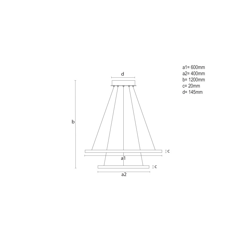 LED luster na sajli s mogućnošću prigušivanja LED/55W/230V 3000–6500K, promjer 60 cm, s daljinskim upravljačem