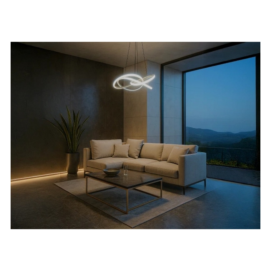 LED viseći luster na sajli s prigušivanjem LED/95W/230V 3000-6500K promjer 57 cm + daljinski upravljač