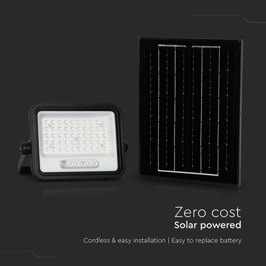 LED prigušivi solarni reflektor LED/100W/3,2V 2000-8000K IP65 5000 mAh crni + daljinski upravljač