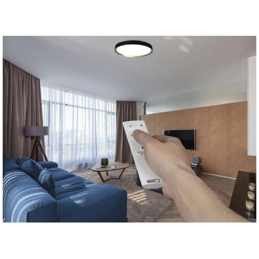 LED stropno svjetlo s prigušivanjem ILVI LED/45W/230V 2700-6500K Ø 50 cm crna/mesing + daljinski upravljač