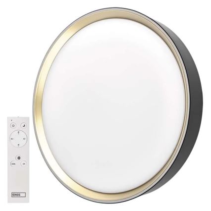 LED stropno svjetlo s prigušivanjem ILVI LED/45W/230V 2700-6500K Ø 50 cm crna/mesing + daljinski upravljač