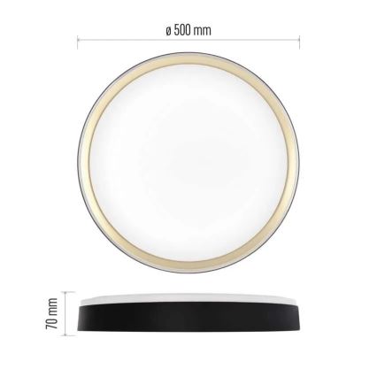LED stropno svjetlo s prigušivanjem ILVI LED/45W/230V 2700-6500K Ø 50 cm crna/mesing + daljinski upravljač