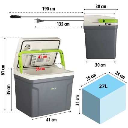 Prijenosni hladnjak s funkcijom grijanja 27 l 230V/12V/24V siva