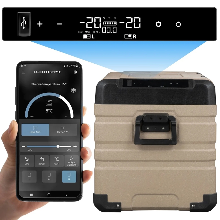 Prijenosni hladnjak s LCD zaslonom 39 l 230V/12V/24V smeđa