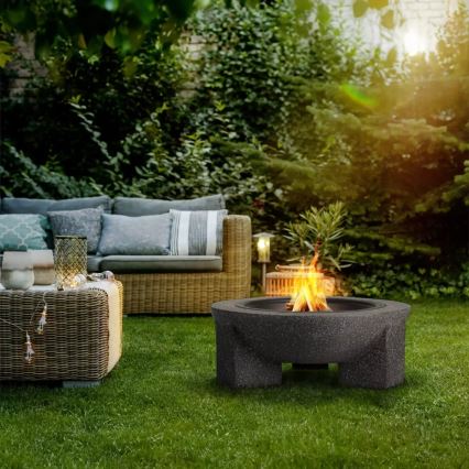 Prijenosno ognjište s rešetkom 74x30 cm, crna/tamna žula