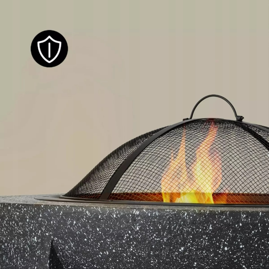 Prijenosno ognjište s rešetkom 74x30 cm, crna/tamna žula