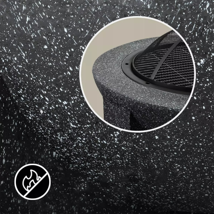 Prijenosno ognjište s rešetkom 74x30 cm, crna/tamna žula