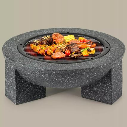 Prijenosno ognjište s rešetkom 79,5x38 cm crno/tamni granit