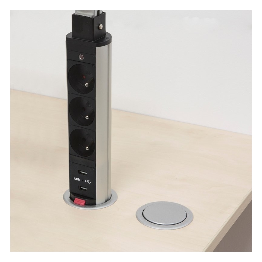 Priključni stup s utičnicama za vrh stola 3x230V + 2xUSB