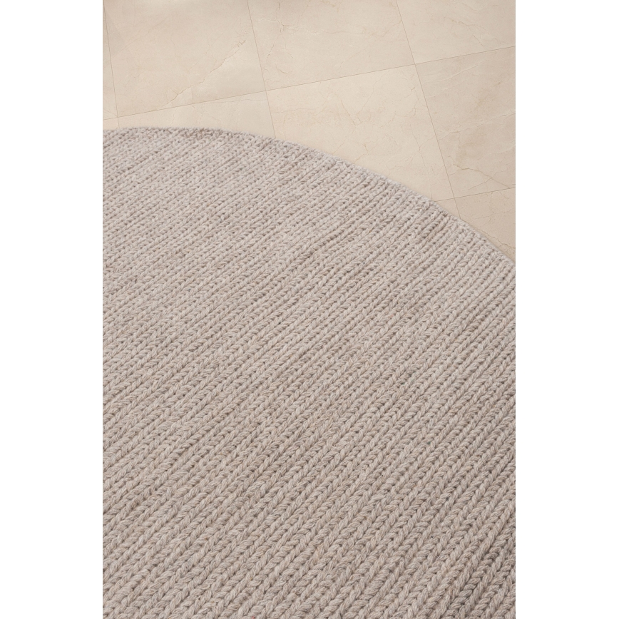 Prirodni okrugli tepih FIR WOOL 160 cm 2600 g/m2 bež