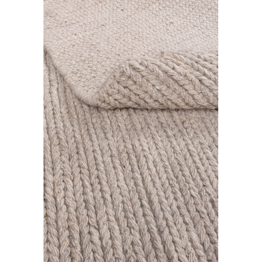 Prirodni okrugli tepih FIR WOOL 160 cm 2600 g/m2 bež