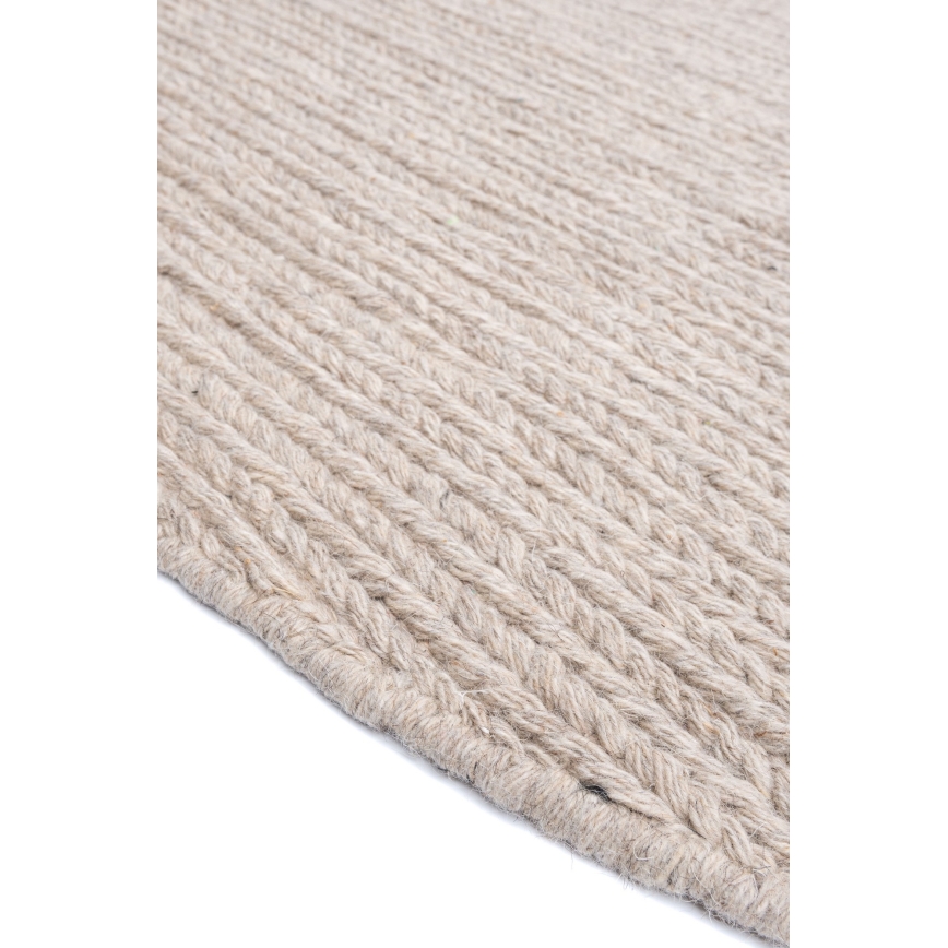 Prirodni okrugli tepih FIR WOOL 160 cm 2600 g/m2 bež