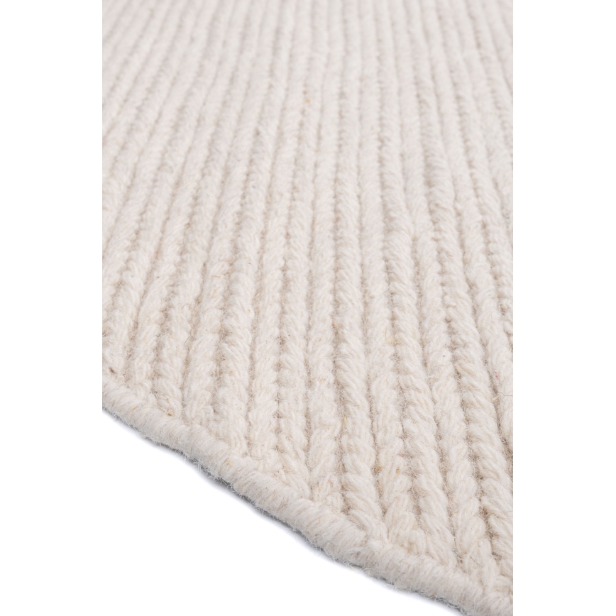 Prirodni okrugli tepih FIR WOOL 160 cm 2600 g/m2 krem