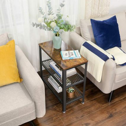 Priručni stolić ELDUR smeđa/crna