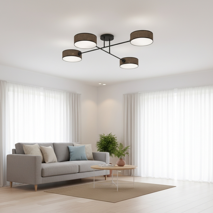 Prislonjen luster MAGA 4xE14/10W/230V smeđi