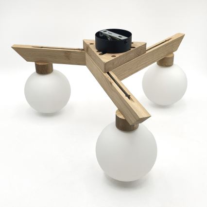 Prislonjena stropna svjetiljka ANTONIO 3xG9/5W/230V hrast/bijela