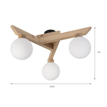 Prislonjena stropna svjetiljka ANTONIO 3xG9/5W/230V hrast/bijela