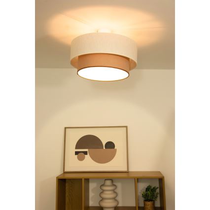 Prislonjena stropna svjetiljka NATIA 1xE27/60W/230V Ø 45 cm bijela/smeđa