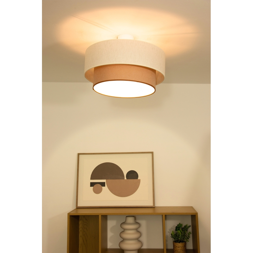 Prislonjena stropna svjetiljka NATIA 1xE27/60W/230V Ø 45 cm bijela/smeđa