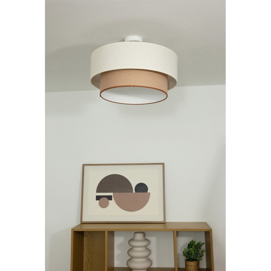 Prislonjena stropna svjetiljka NATIA 1xE27/60W/230V Ø 45 cm bijela/smeđa