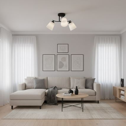 Prislonjena stropna svjetiljka PAFOS 3xE27/15W/230V crna