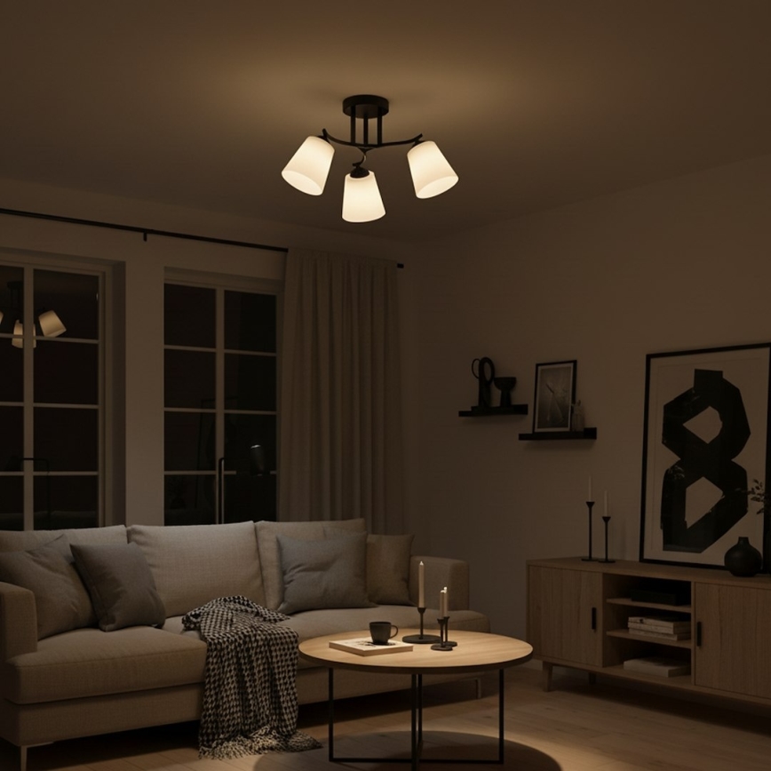 Prislonjena stropna svjetiljka PAFOS 3xE27/15W/230V crna