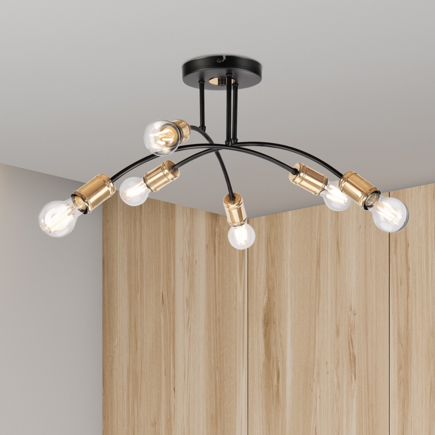 Prislonjeni luster ANYA 6xE27/15W/230V crno/zlatni