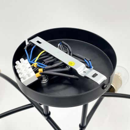 Prislonjeni luster ANYA 6xE27/15W/230V crno/zlatni