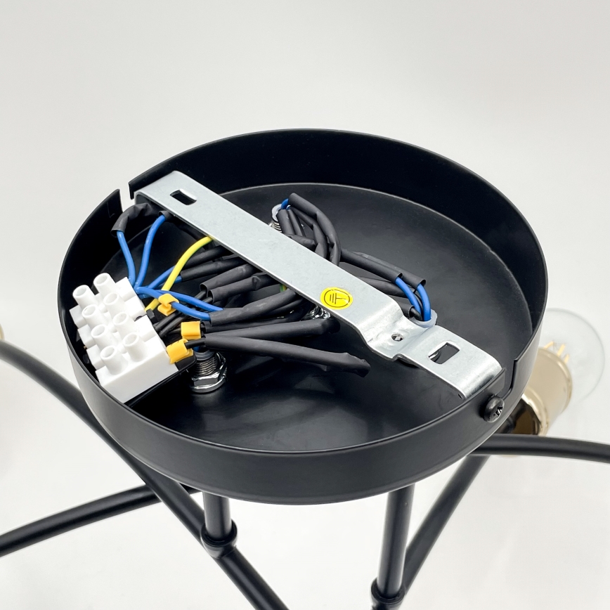 Prislonjeni luster ANYA 6xE27/15W/230V crno/zlatni