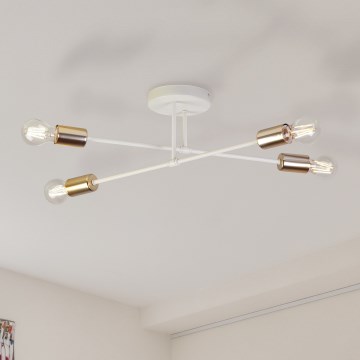 Prislonjeni luster CAMBRIDGE 4xE27/15W/230V mesing/bijela