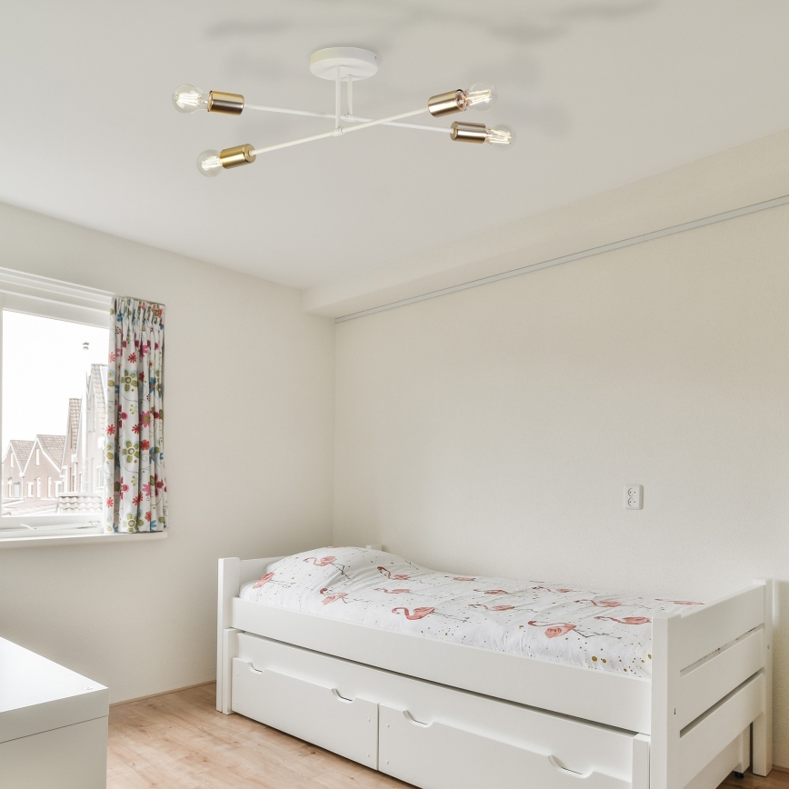Prislonjeni luster CAMBRIDGE 4xE27/15W/230V mesing/bijela