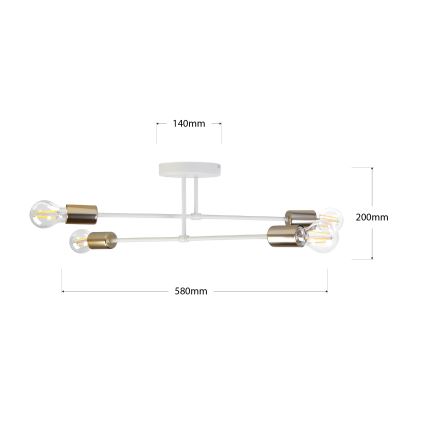 Prislonjeni luster CAMBRIDGE 4xE27/15W/230V mesing/bijela