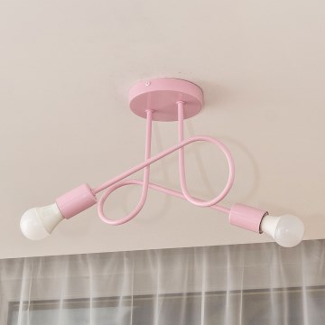 Prislonjeni luster OXFORD 2xE27/15W/230V ružičasti