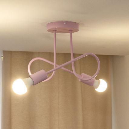 Prislonjeni luster OXFORD 2xE27/15W/230V ružičasti