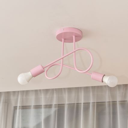 Prislonjeni luster OXFORD 2xE27/15W/230V ružičasti