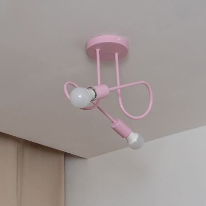Prislonjeni luster OXFORD 2xE27/15W/230V ružičasti