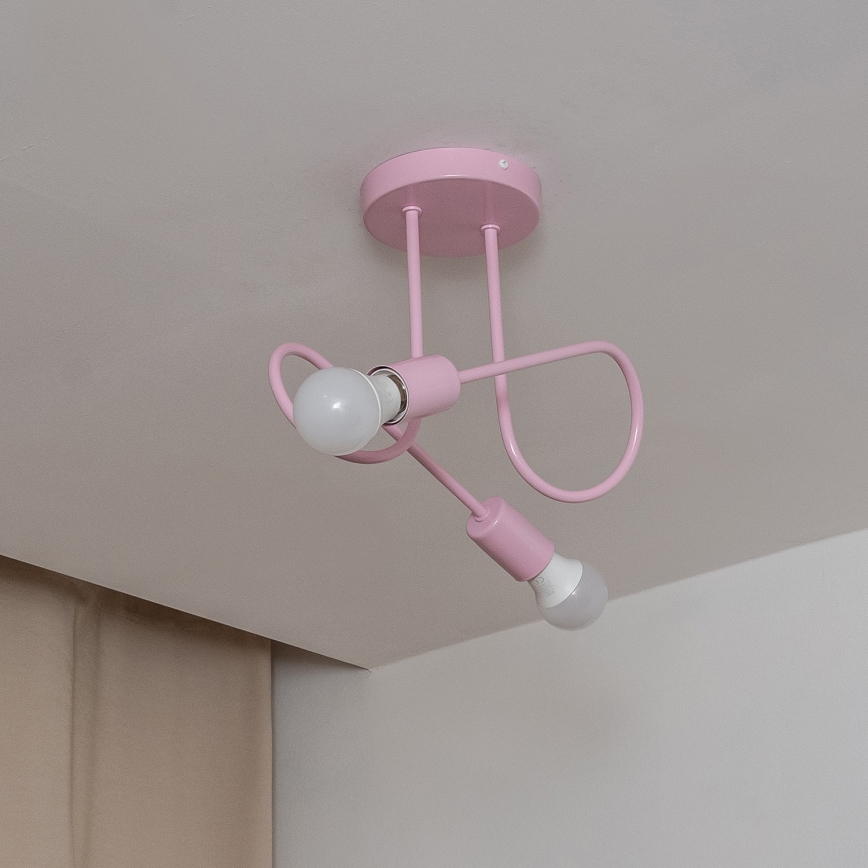 Prislonjeni luster OXFORD 2xE27/15W/230V ružičasti