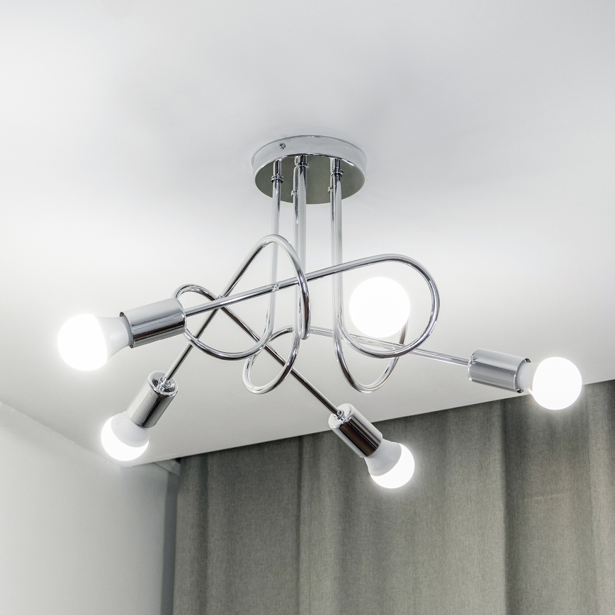 Prislonjeni luster OXFORD 5xE27/15W/230V sjajni krom