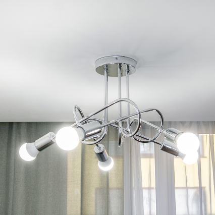 Prislonjeni luster OXFORD 5xE27/15W/230V sjajni krom