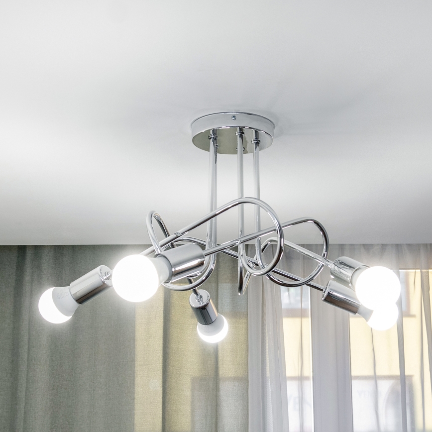 Prislonjeni luster OXFORD 5xE27/15W/230V sjajni krom