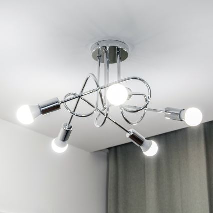 Prislonjeni luster OXFORD 5xE27/15W/230V sjajni krom