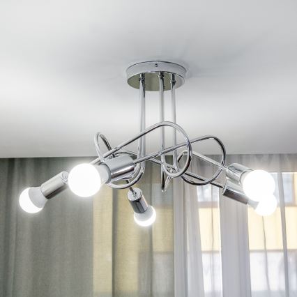 Prislonjeni luster OXFORD 5xE27/15W/230V sjajni krom